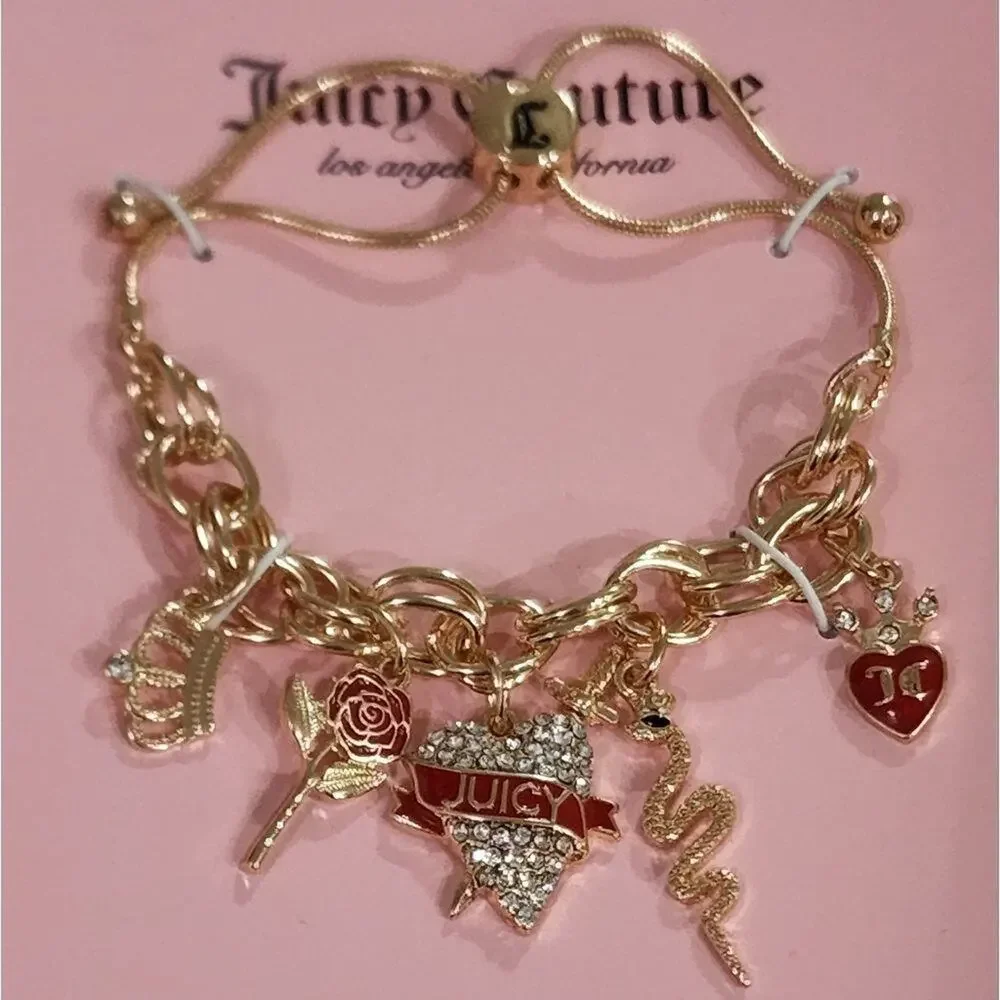 Juicy Couture charm roses‎ snake heart bracelet new!!
